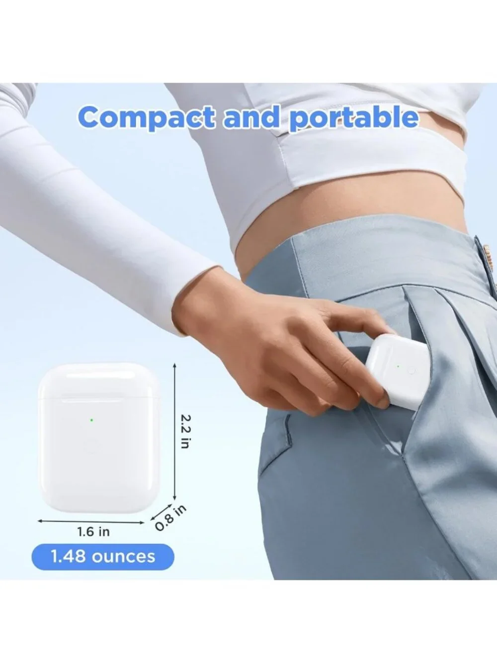 Wireless & Wired Charging Case for AirPods 1st/2nd Gen, 450mAh Battery, No